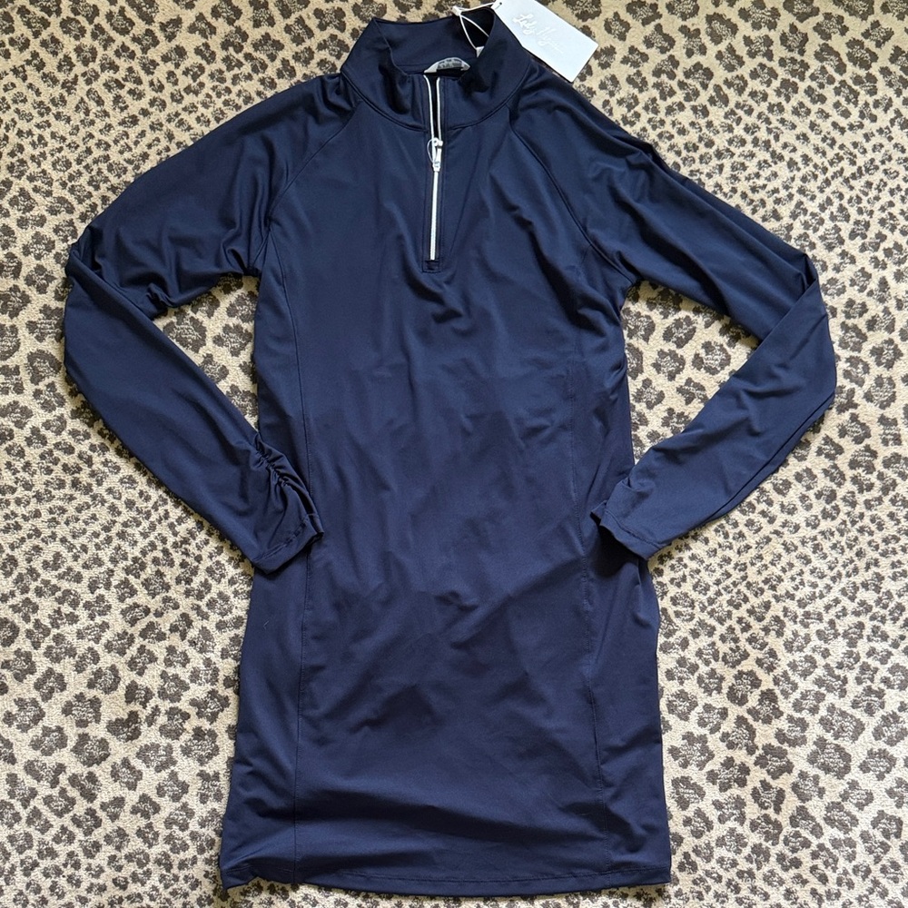 Lady Hagen Solid Navy Blue UV UPF 50+ Long Sleeve Golf Dress - Picture 2 of 8